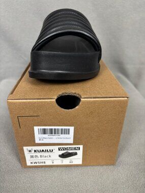 KuaIlu Women's Black Bronax Pillow Slides With Arch Support Size 9 New With Box